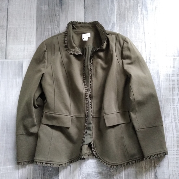 Chico's women's army green open front blazer - Picture 7 of 7